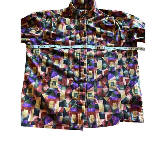 Vintage Handmade Blouse 1990’s Jeweltone Geometric Print Woman's Size 10 - Picture 6 of 9